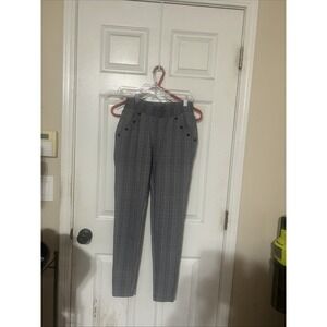 Indero Women Pants S/M Multicolor Plaid High Rise Pixie Dressy Skinny Leg